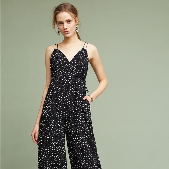 Anthropologie Pants - Maeve Finley Wide Leg polka dot jumpsuit